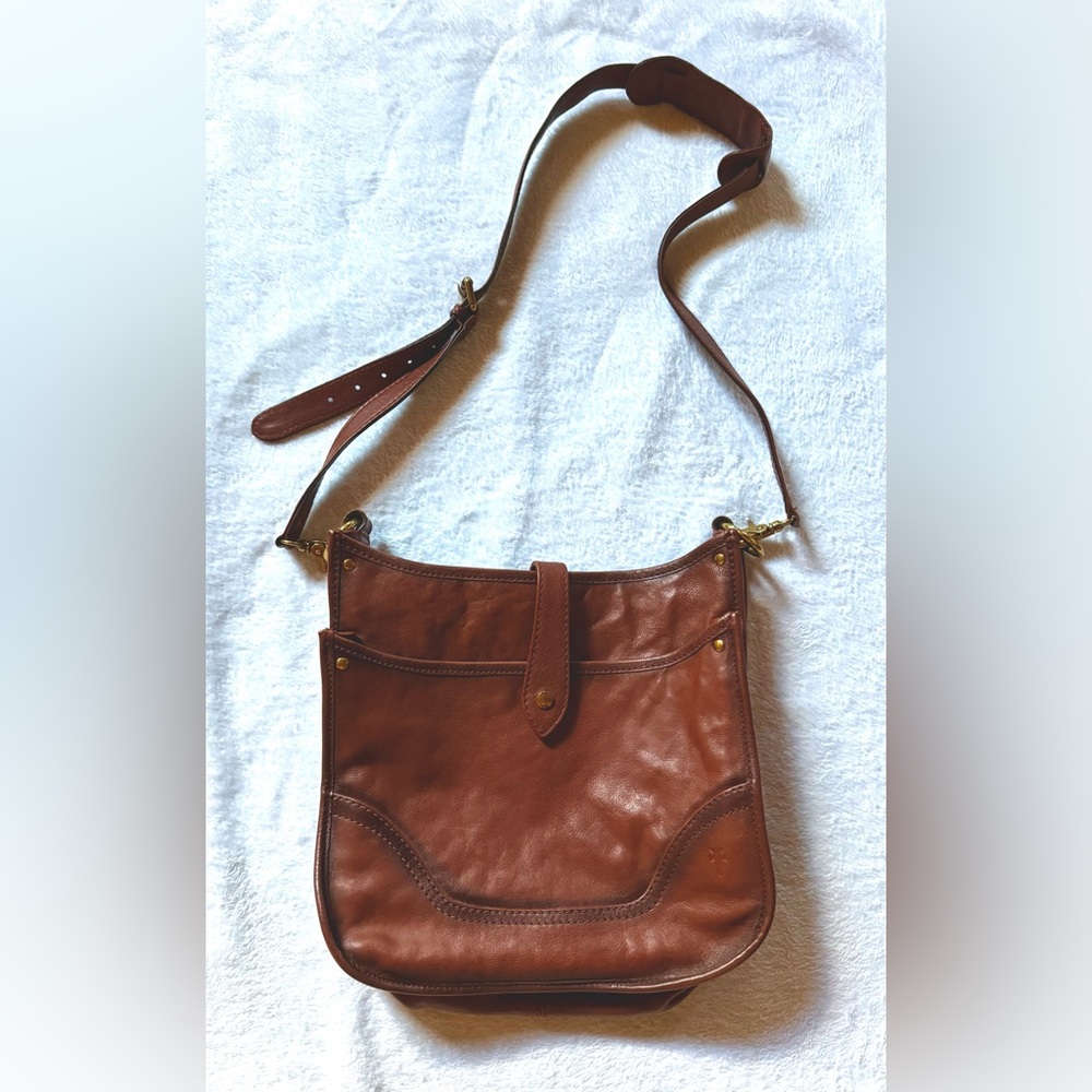Frye Madison Cognac Brown Leather Crossbody Bag
